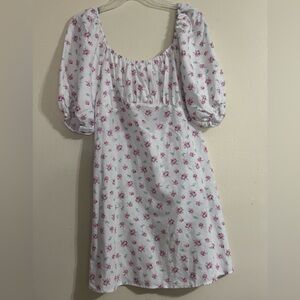 H&M Floral Mini Dress in White and Pink